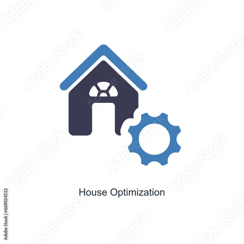 house optimization and building icon concept