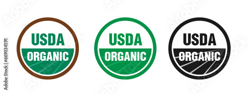 USDA organic shield sign. National Organic Program USDA organic seal agricultural food products photo