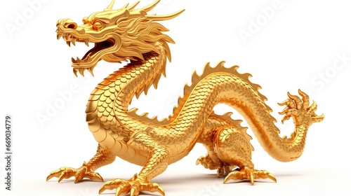 Chinese golden dragon isolated on white. Golden traditional chinese dragon isolated on white,Chinese golden dragon, © salahchoayb