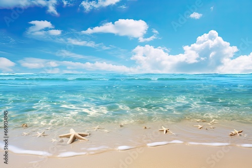 Beach Sea Meets Clear Blue Sky: Tranquil Coastal Scenery for Ultimate Relaxation