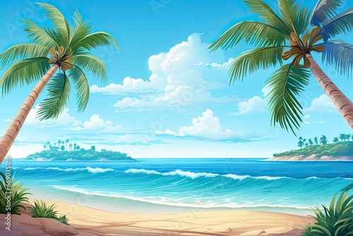 Beach Theme Background  Palm Tree Beach - Serene Paradise for Ultimate Relaxation