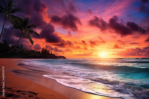Beautiful Sunset Beach View: Captivating Images of a Picturesque Beach at Dusk