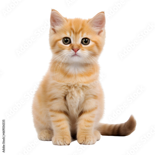 Cute munchkin cat, sitting kitten isolated on transparent background Generative AI