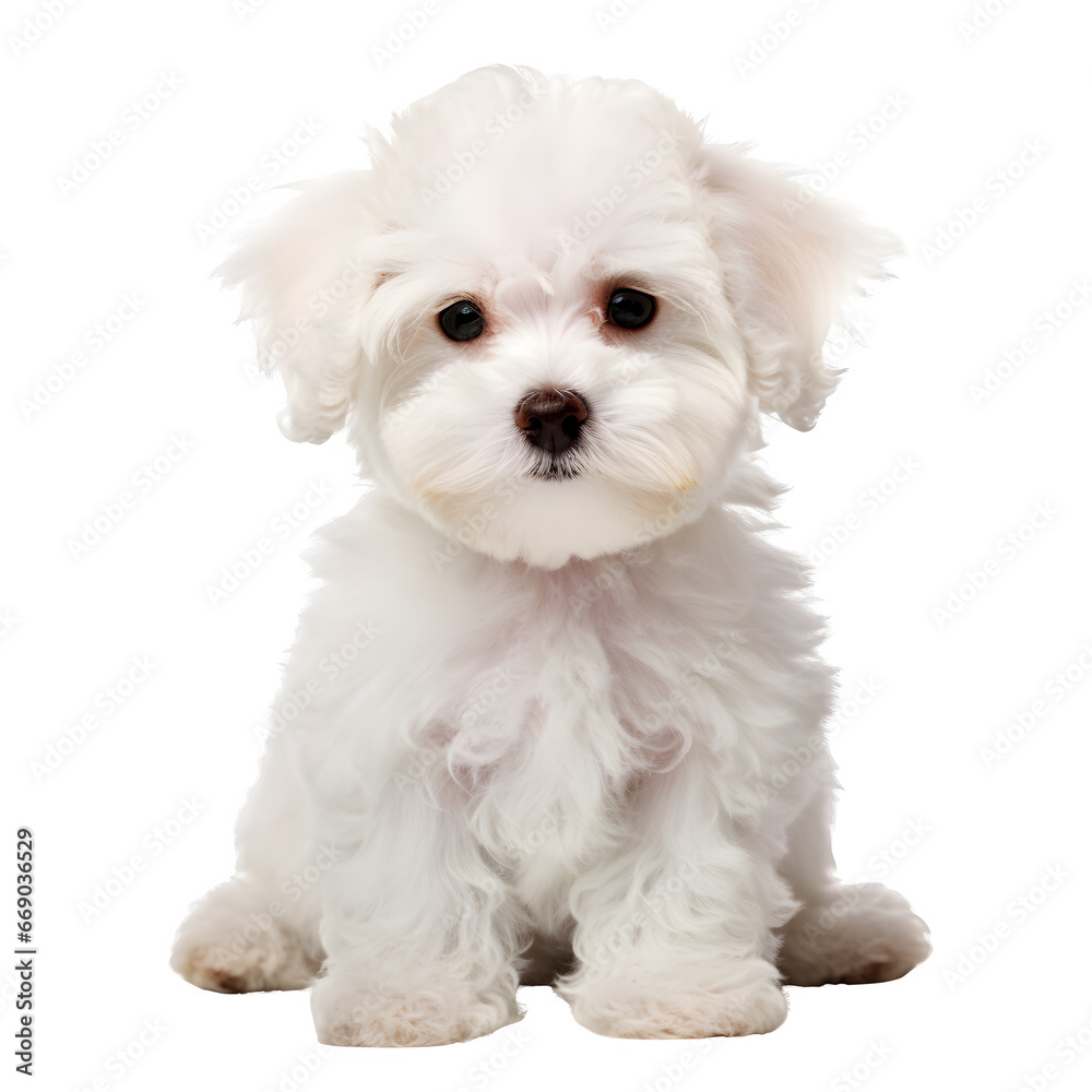 Cute bichon frise puppy, dog isolated on transparent background Generative AI