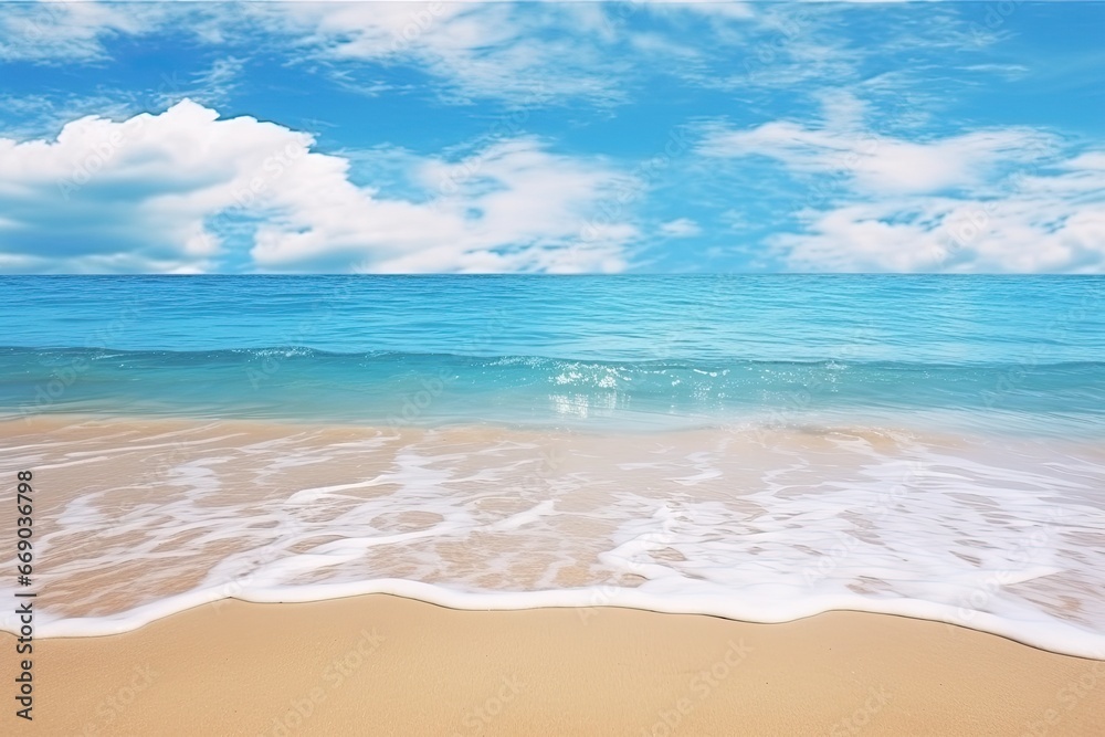 Closeup Sea Sand Beach: Inspiring Tropical Beach Seascape Horizon - A Captivating Digital Image