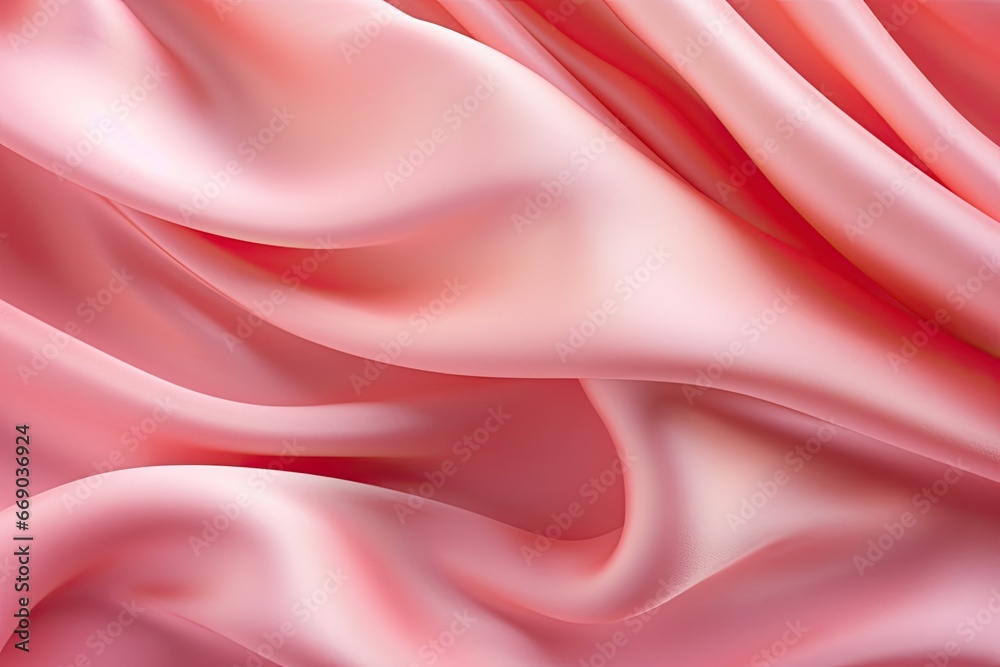 Obraz premium Coral Creases: Pink Silk Satin Waves - Romantic Themes - Beautiful Digital Image