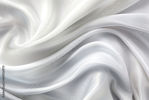 Dreamy Folds: White Gray Satin Texture - Panoramic Background with a Touch of Elegance © Michael