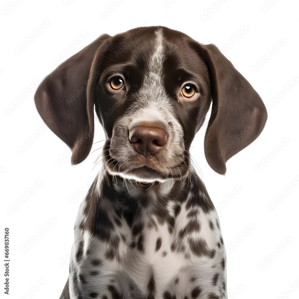 Cute german shorthaired pointer puppy, dog isolated on transparent background Generative AI