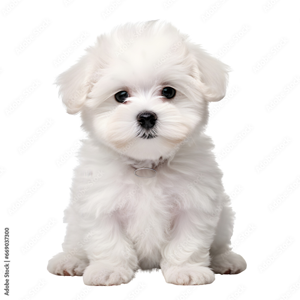 Cute bichon frise puppy, dog isolated on transparent background Generative AI
