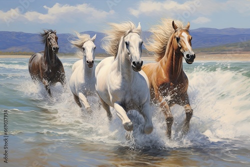 Horses Running on Beach  Captivating Beach Scenes of Majestic Equines
