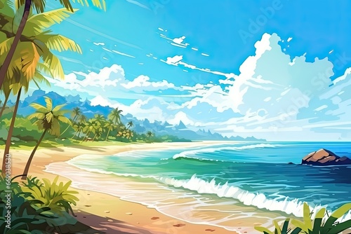 Nature Landscape: Tropical Beach and Sea in Sunny Day - Stunning Visuals of a Serene Tropical Paradise