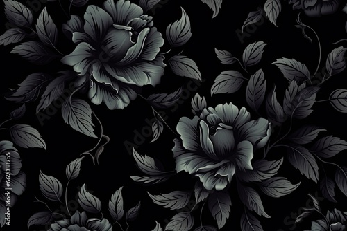 Vintage Black Floral Ornaments for Backgrounds: Noir Nightfall Imagery