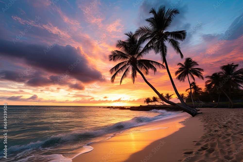 Palm Trees on Beach: Stunning Sunset Beach Images for a Serene Tropical Experience