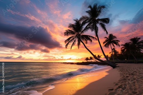 Palm Trees on Beach: Stunning Sunset Beach Images for a Serene Tropical Experience © Michael