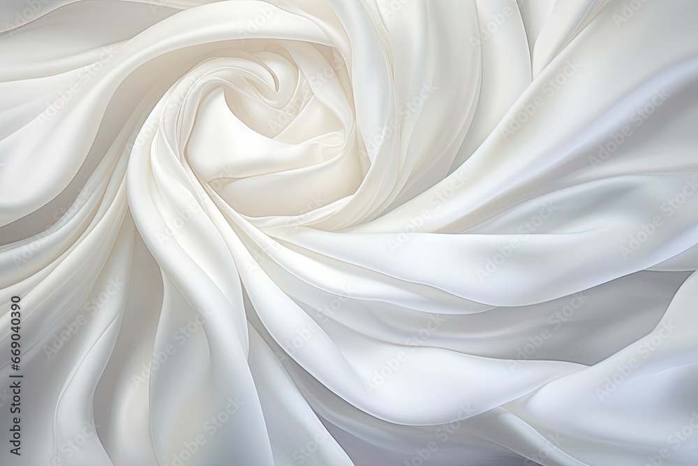 Satin Snow: Close-Up View of Sophisticated White Satin - Exuding Elegance and Charm Satin Snow: Close-Up View of Sophisticated White Satin - Exuding Elegance and Charm