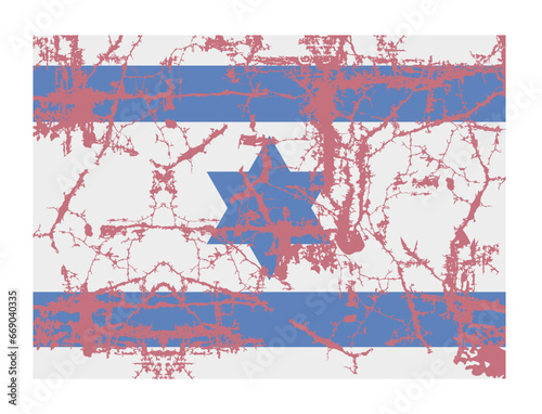 Vector flag of Israel. Image of the Israeli flag. Flag with light wear.