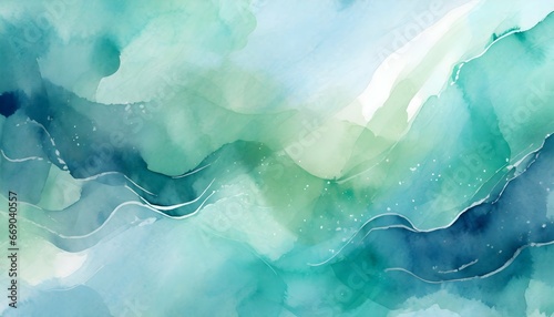 Abstract watercolor paint background by teal color blue and green with liquid fluid texture for background  banner