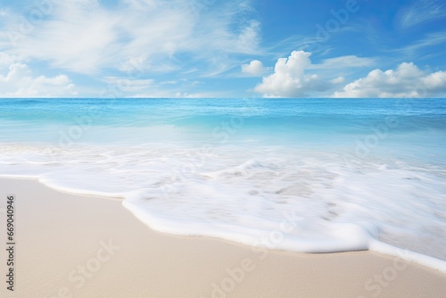 Soft Wave of Blue Ocean Hitting the Sandy Beach - Captivating Coastal Image