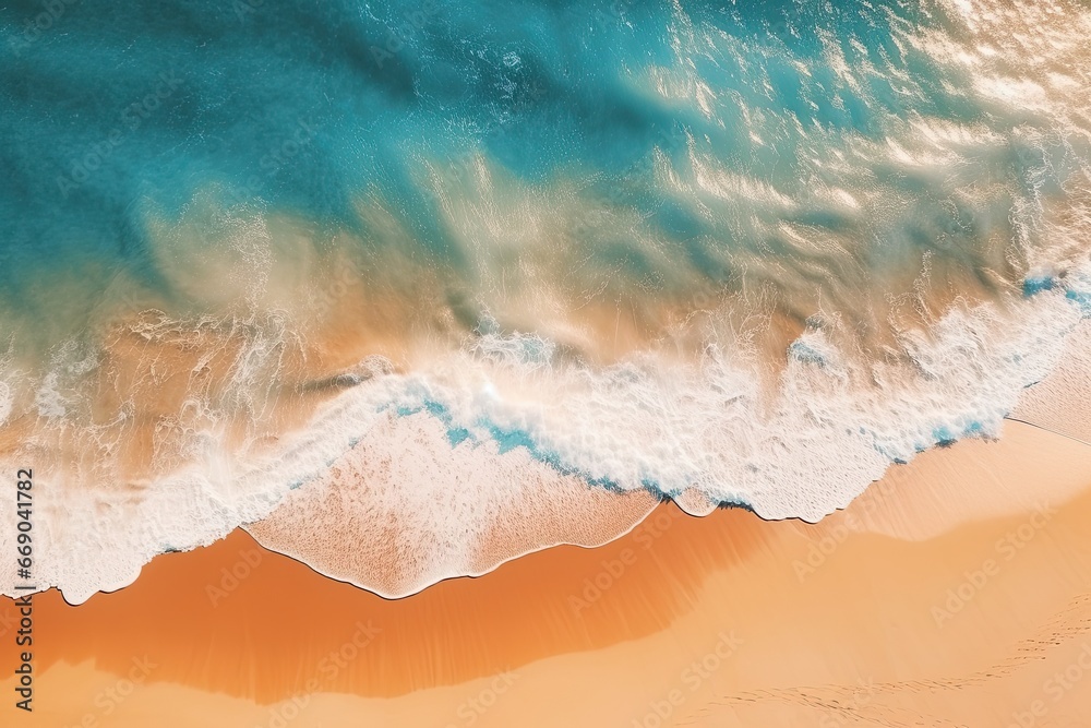 Tranquil Sunlight: Aerial View of Beach with Relaxing Summer Vibes