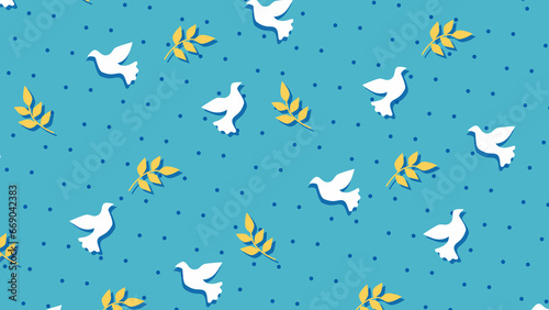 Hanukkah background in blue, white and yellow colors with Hanukkah symbol: birds. Perfect for Hanukkah, religious, traditional, Jewish and holiday animations.