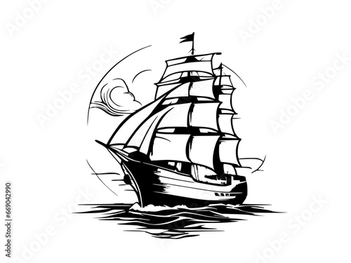 ship logo design illustration