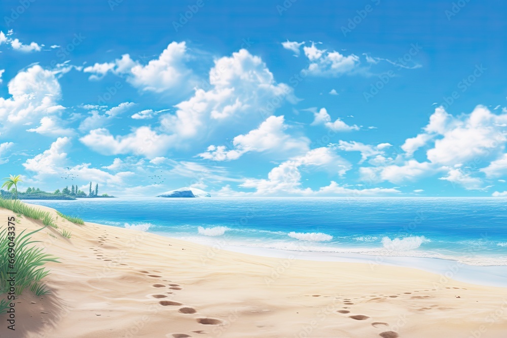Summer Beach Scene: Wide Panorama Beach Background Concept
