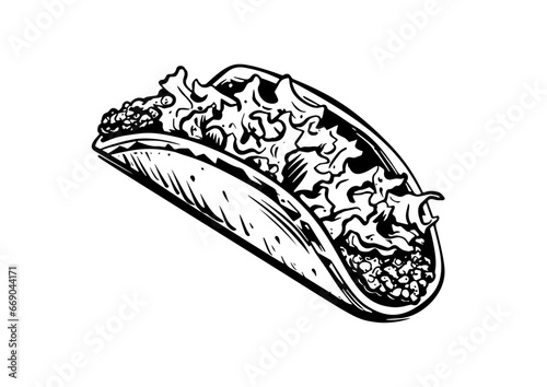 taco silhouette style icon design, food eat restaurant and menu theme Vector illustration