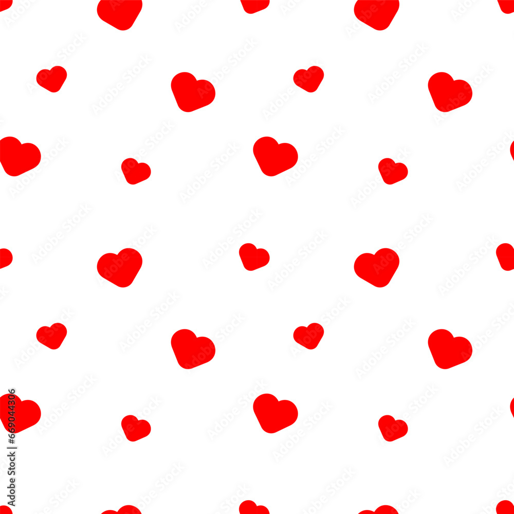 Mini red heart seamless pattern on white background.