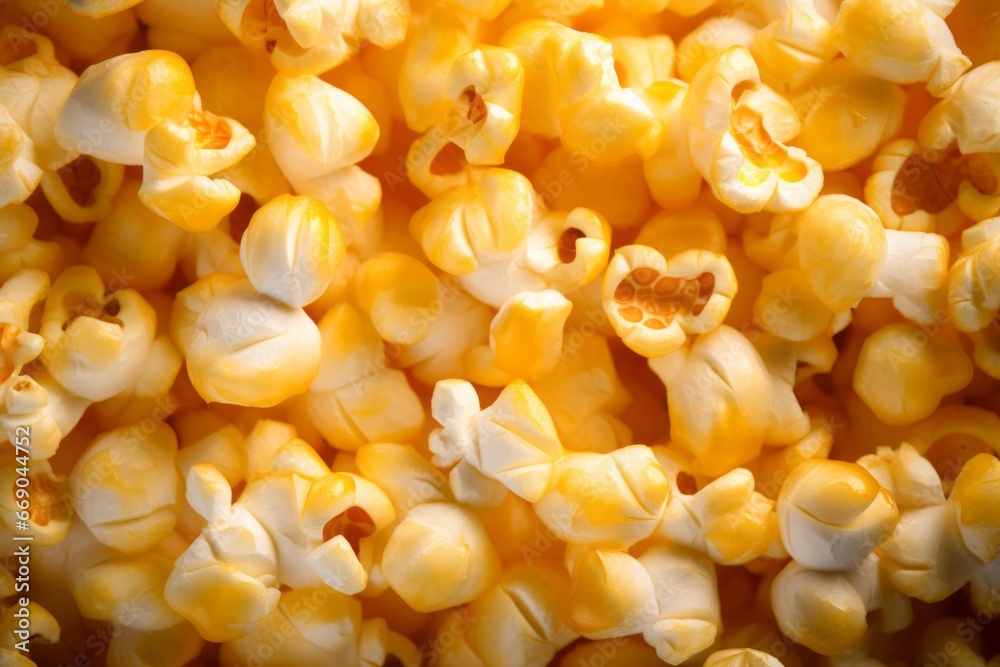 a macro image of a texture of freshly cooked yellow crispy popcorn with caramel or salt. Close-up. filling the frame. a macro image of a texture of freshly cooked yellow crispy popcorn with caramel or salt. Close-up. filling the frame.