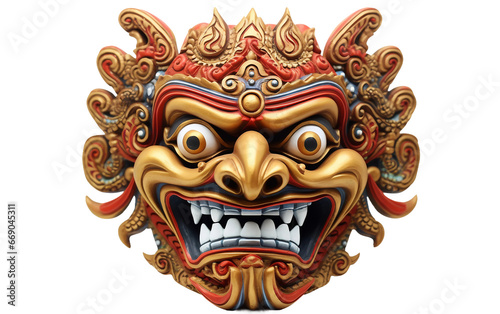 Elegant 3D Indonesian Topeng Dance Mask with Cultural Heritage on Transparent Background