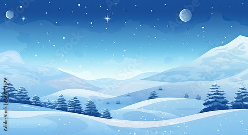 a blue snow flies over christmas, in the style of flat, backgrounds