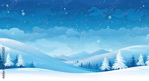 a blue snow flies over christmas  in the style of flat   backgrounds
