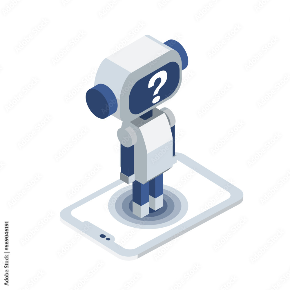 isometric illustration of Artificial intelligence AI robotx isometric illustration of Artificial intelligence AI robotx