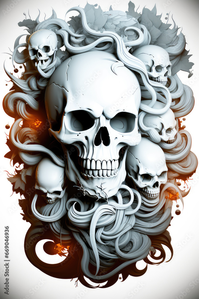 Whispers from Beyond: An Abstract Poster Illustration Embodying the Sinister Forms of a Demon, Skull, or Ghost - Generative AI Whispers from Beyond: An Abstract Poster Illustration Embodying the Sinister Forms of a Demon, Skull, or Ghost - Generative AI