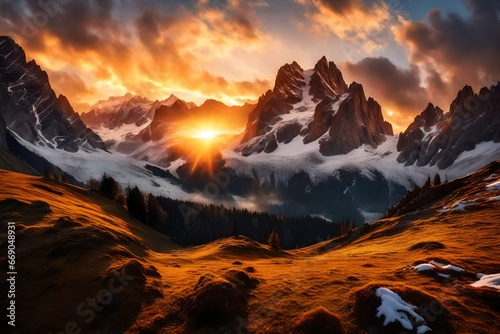 sunrise in the mountains © AI artistic beauty