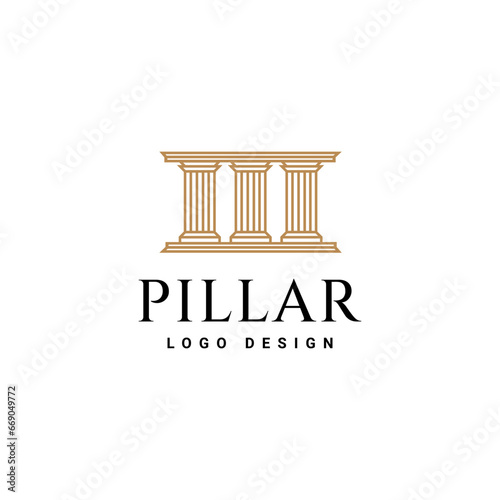 Three pillar columns luxury vector logo image
