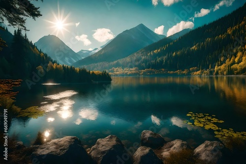 lake and mountains © AI artistic beauty