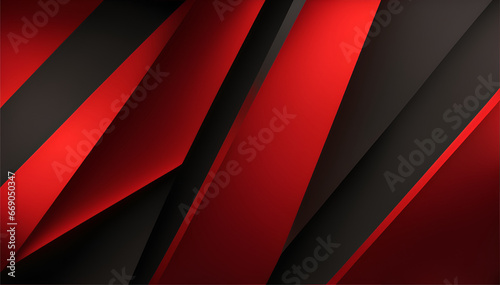Geometric Red and Black Background, The red and black colors are complementary, creating a bold and striking effect photo