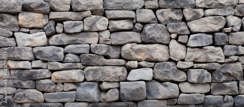 Detailed view of a wall made of rocks