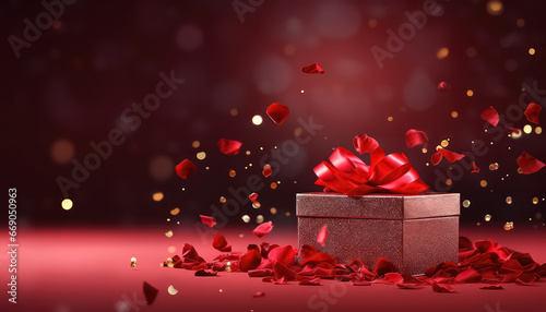 Red gift box with ribbon, valentine's day concept © terra.incognita