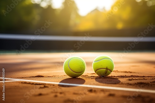 two tennis balls on court © Belish