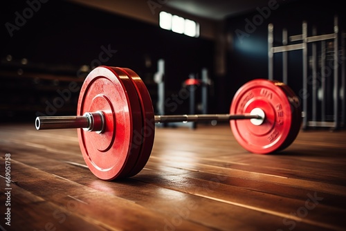 big red barbell in fitness