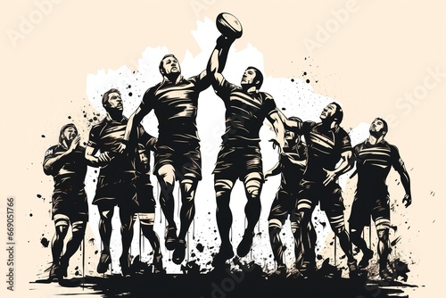 rugby male players illustration