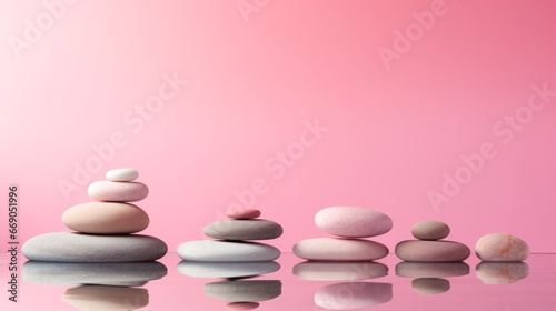 Spa still life with zen stones on pink background  Generative AI