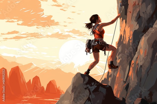 climbing mountain rock illustration
