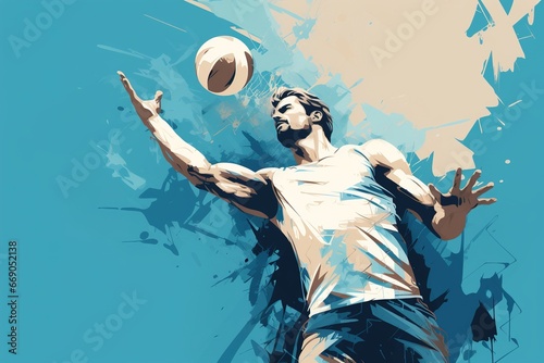 Volleyball player blue illustration