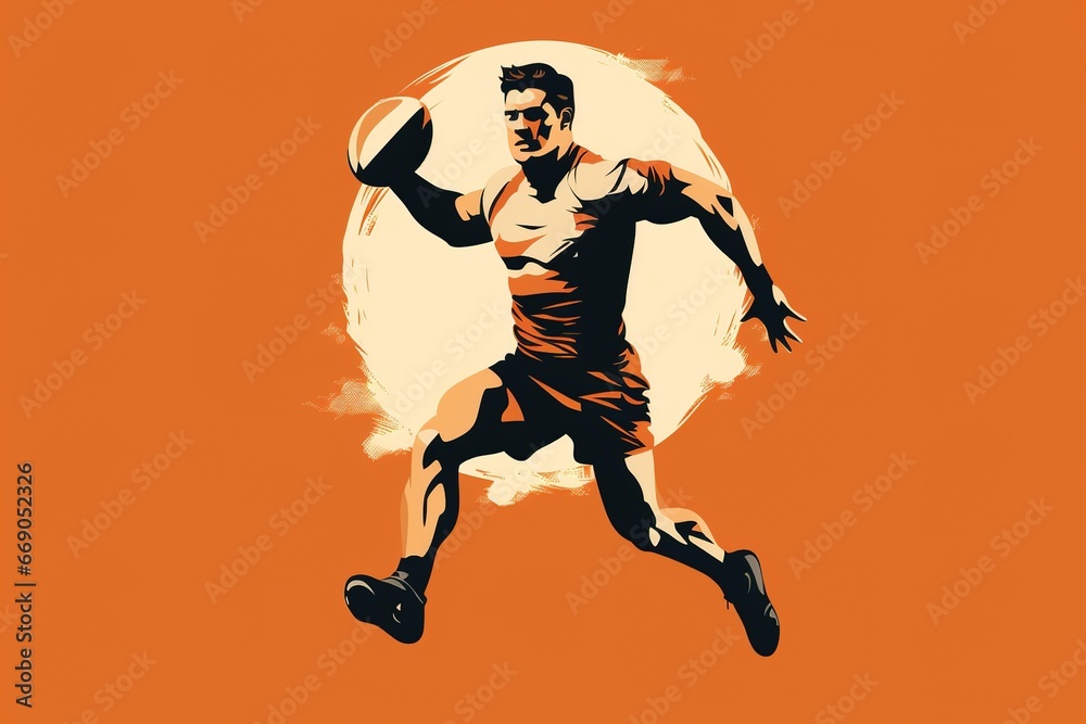 rugby male player illustration