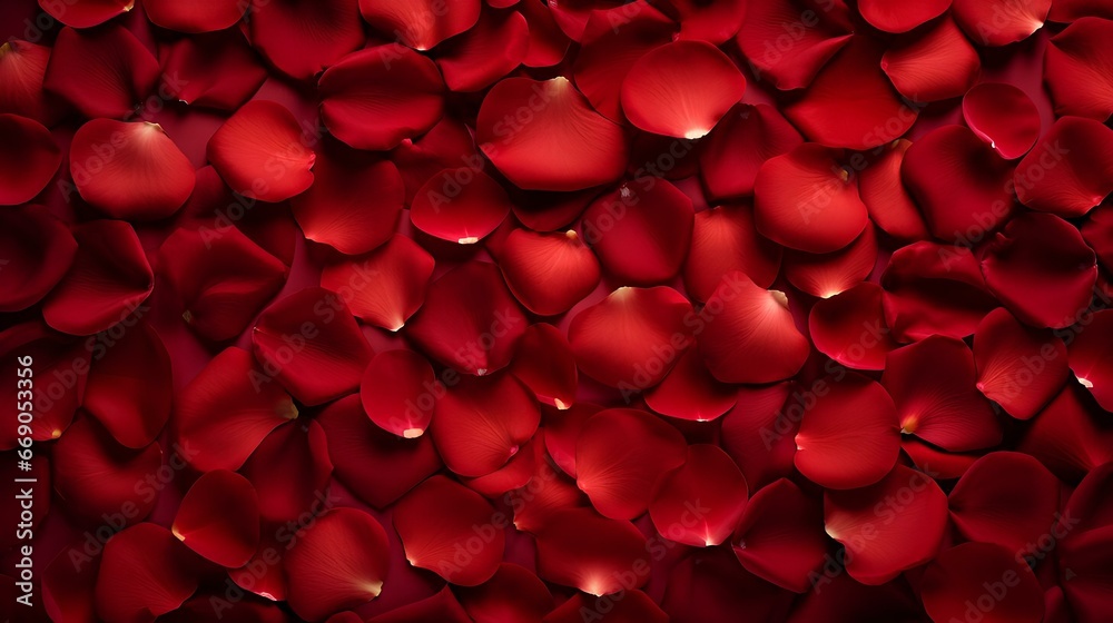 Romantic background with rose petals for Valentine's Day.