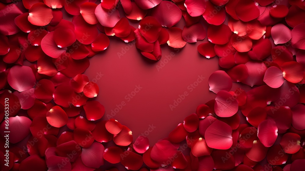 Romantic background with a heart of rose petals for Valentine's Day. Romantic background with a heart of rose petals for Valentine's Day.