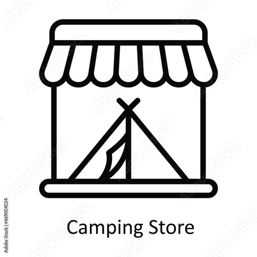 Camping Store  vector  outline Design illustration. Symbol on White background EPS 10 File 